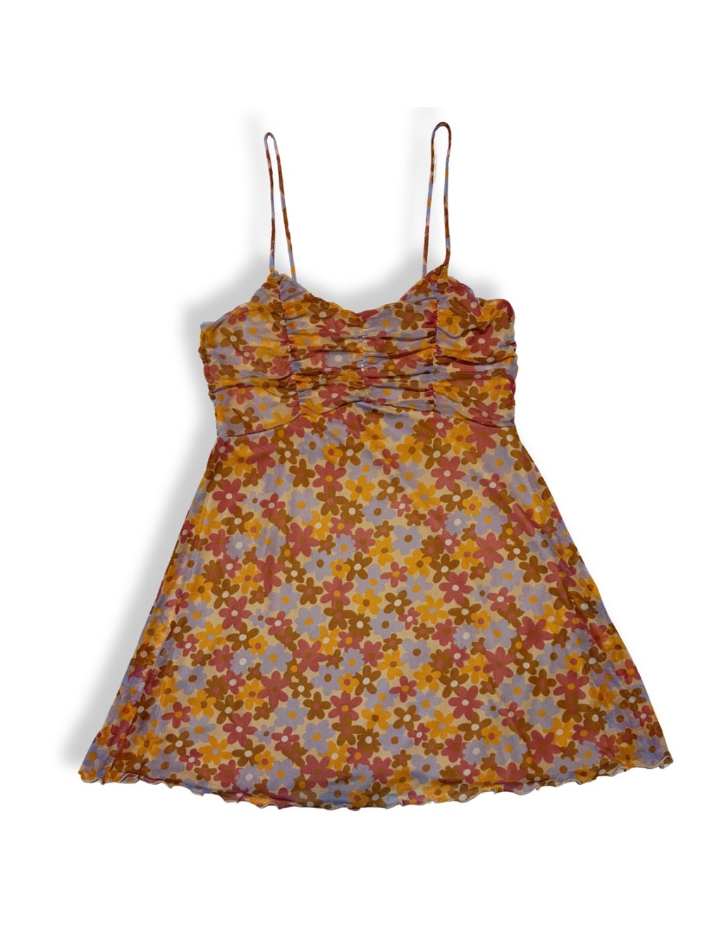 Altar'd State Groovy Retro Floral Spaghetti-Strap Mini Dress